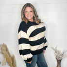 "Oreo" Long Sleeve Striped Crew Neck Sweater-Lola Monroe Boutique