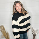 "Oreo" Long Sleeve Striped Crew Neck Sweater-Lola Monroe Boutique