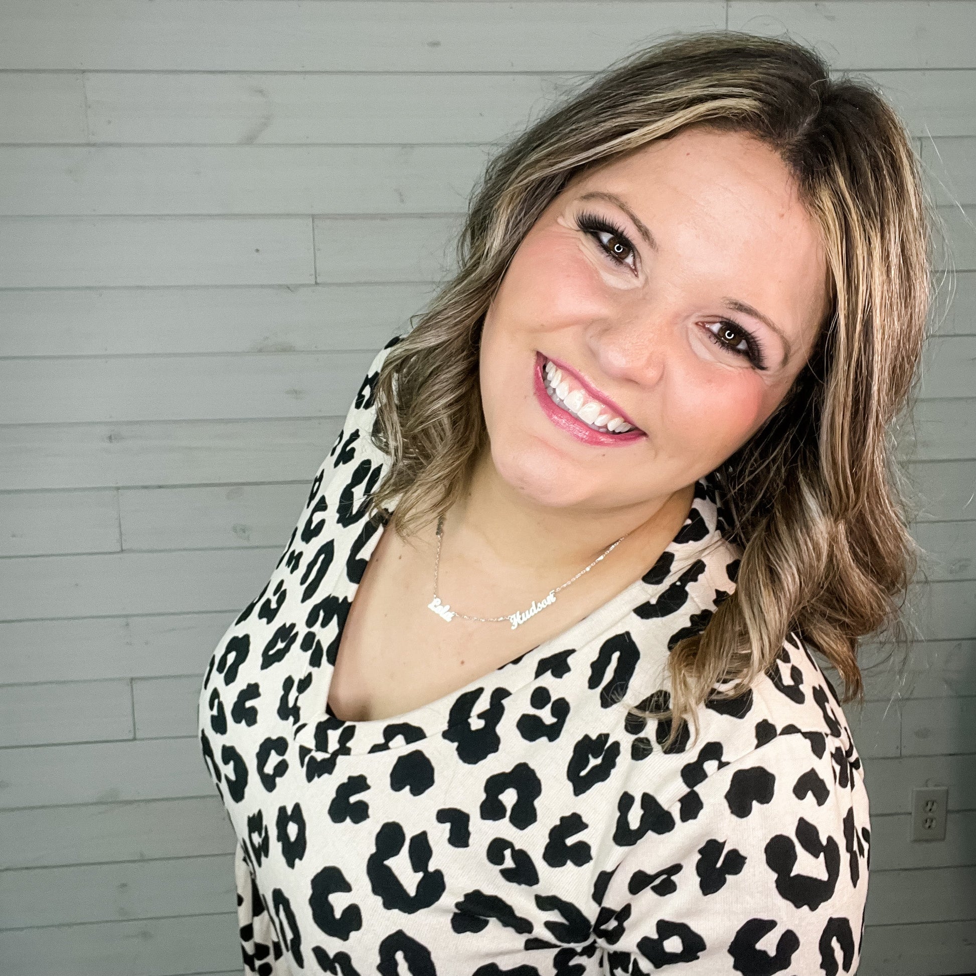 "Otto" Short Sleeve Animal Print Babydoll V Neck