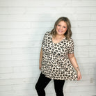 "Otto" Short Sleeve Animal Print Babydoll V Neck-Lola Monroe Boutique