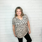 "Otto" Short Sleeve Animal Print Babydoll V Neck-Lola Monroe Boutique