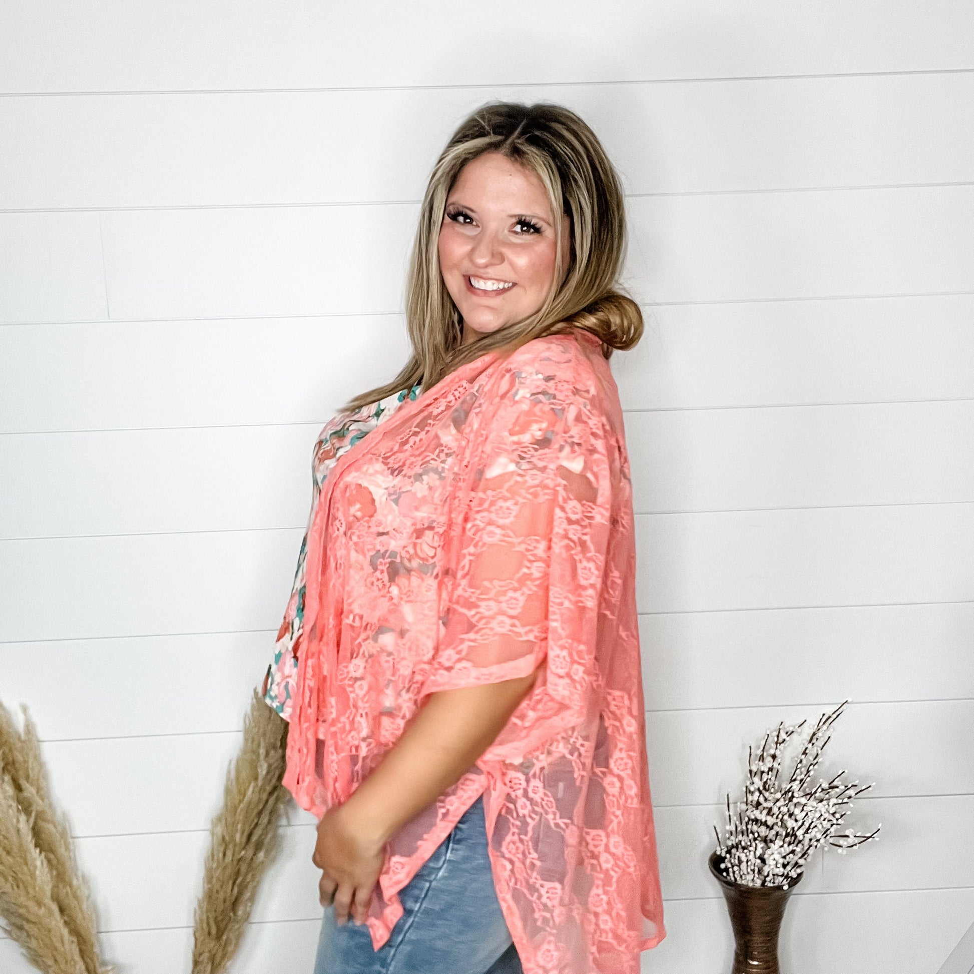 "Over It" Lace Short Sleeve High Low Cover Up