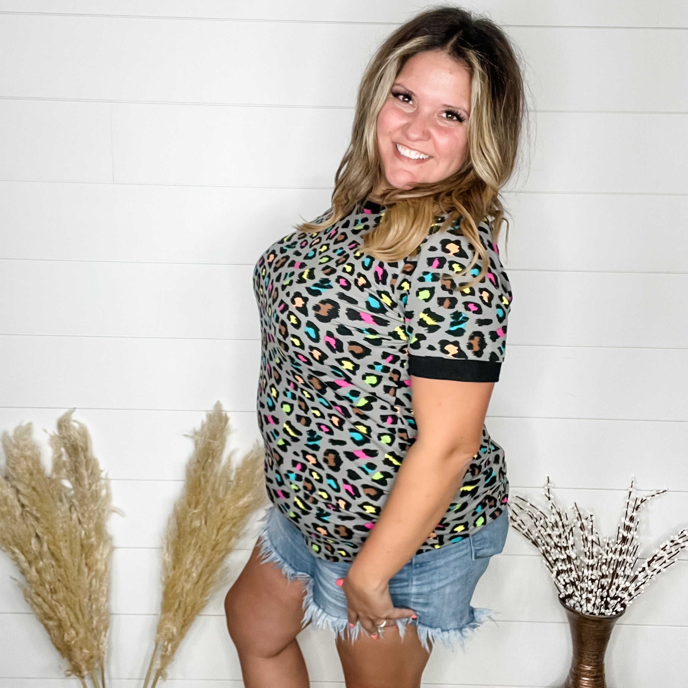 "Over It" Short Sleeve Animal Print-Lola Monroe Boutique