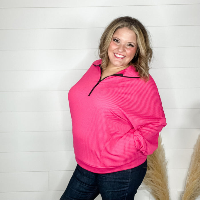 "Over The Top" Corded 3/4 Zip Pullover (Multiple Colors)-Lola Monroe Boutique