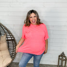 Oversized Burnout Raw Edge Tee (Neon Coral PInk)-Lola Monroe Boutique