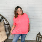 Oversized Burnout Raw Edge Tee (Neon Coral PInk)-Lola Monroe Boutique