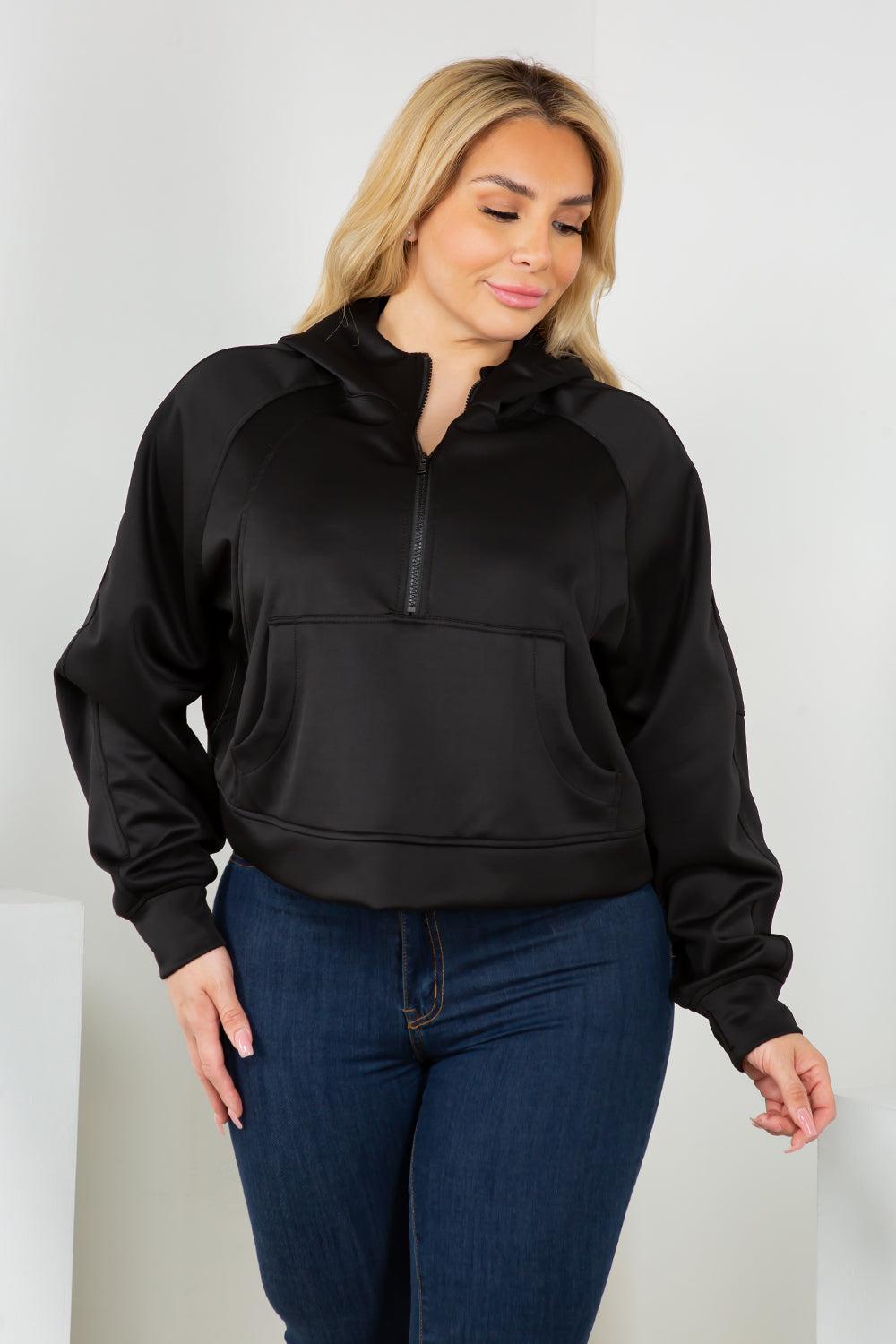 Oversized Scuba Hoodie Black-Lola Monroe Boutique