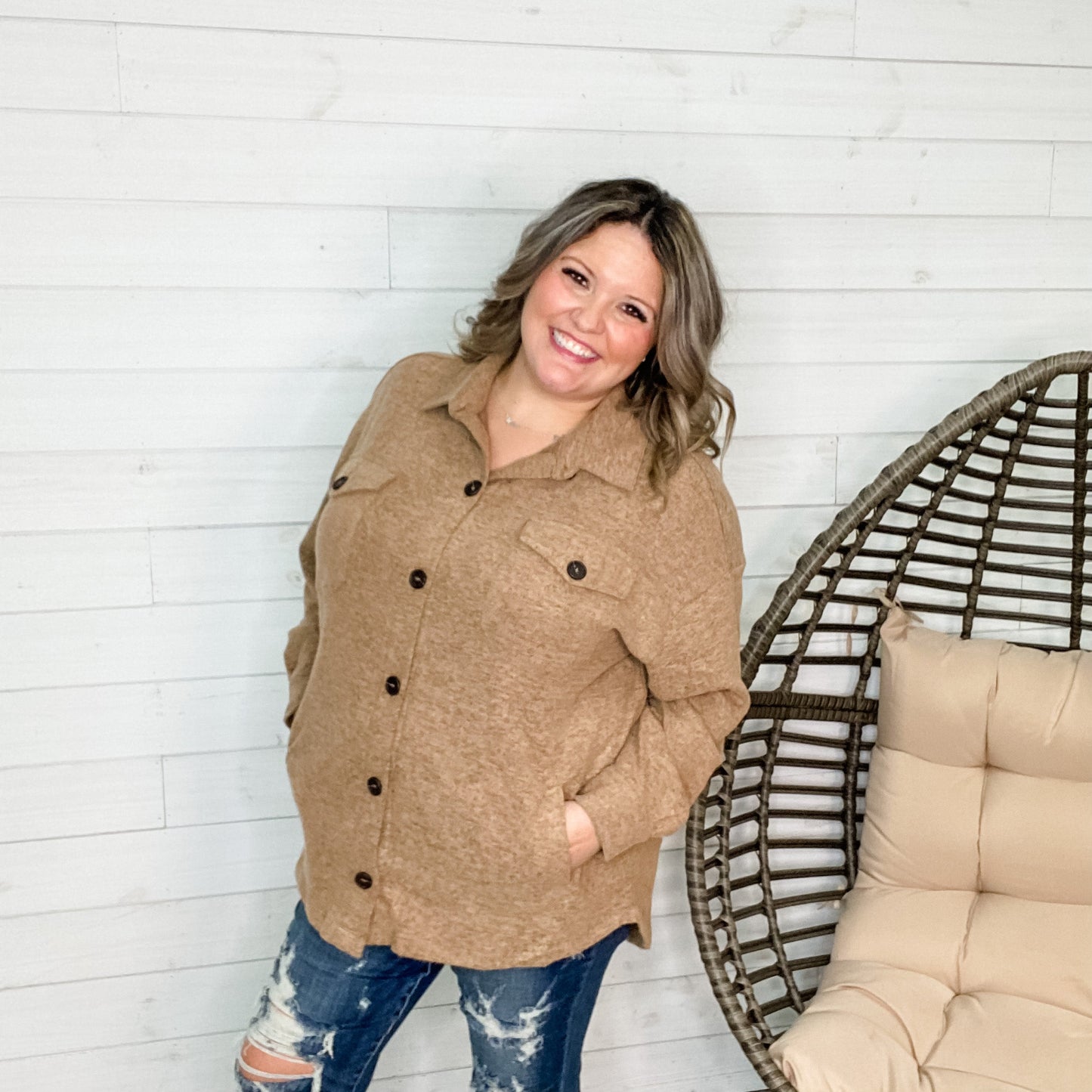 Oversized Sweater Shacket (Mocha)-Lola Monroe Boutique