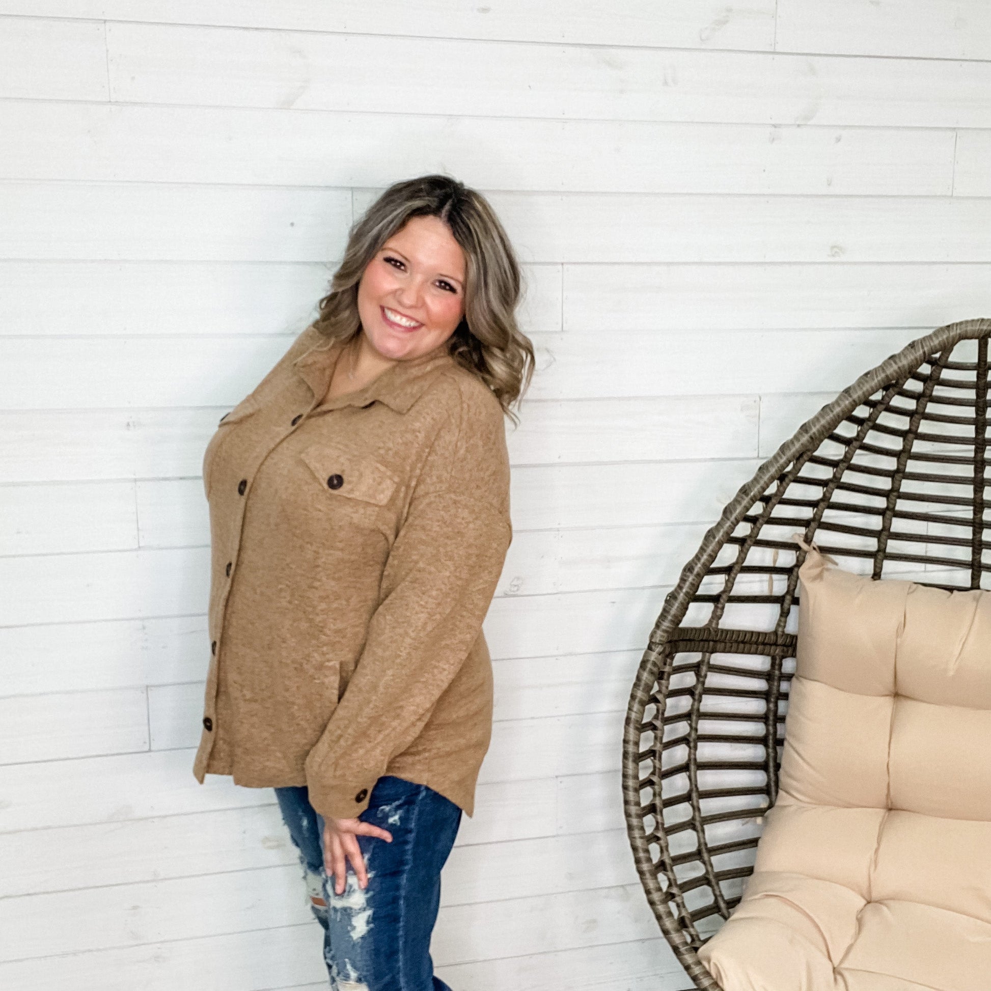 Oversized Sweater Shacket (Mocha)-Lola Monroe Boutique