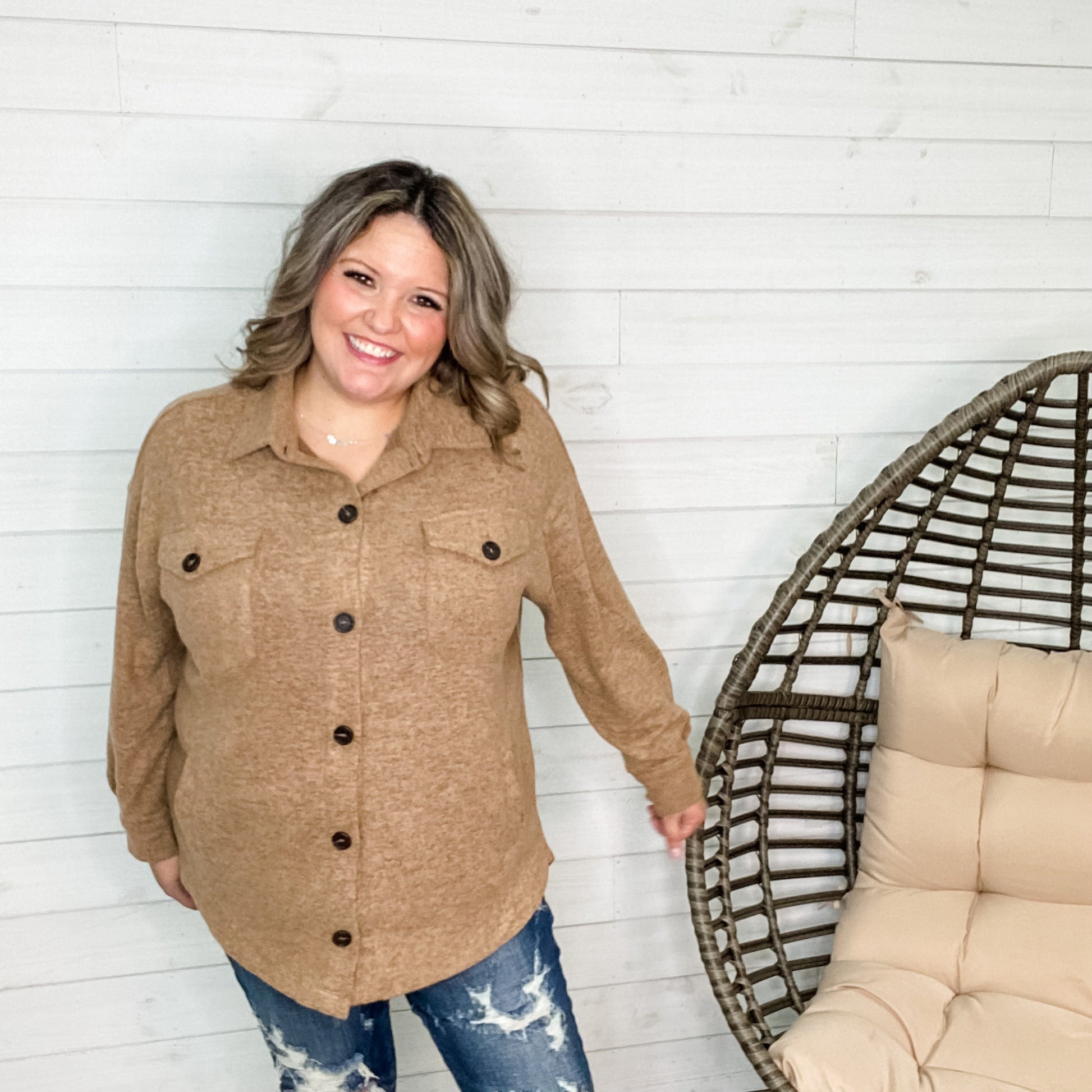 Oversized Sweater Shacket (Mocha)-Lola Monroe Boutique