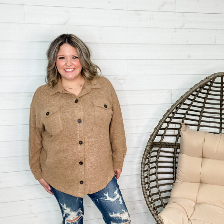 Oversized Sweater Shacket (Mocha)-Lola Monroe Boutique