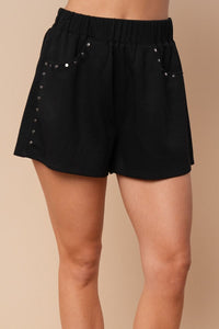 "Arlo" Elastic Waist Shorts with Stud Detail