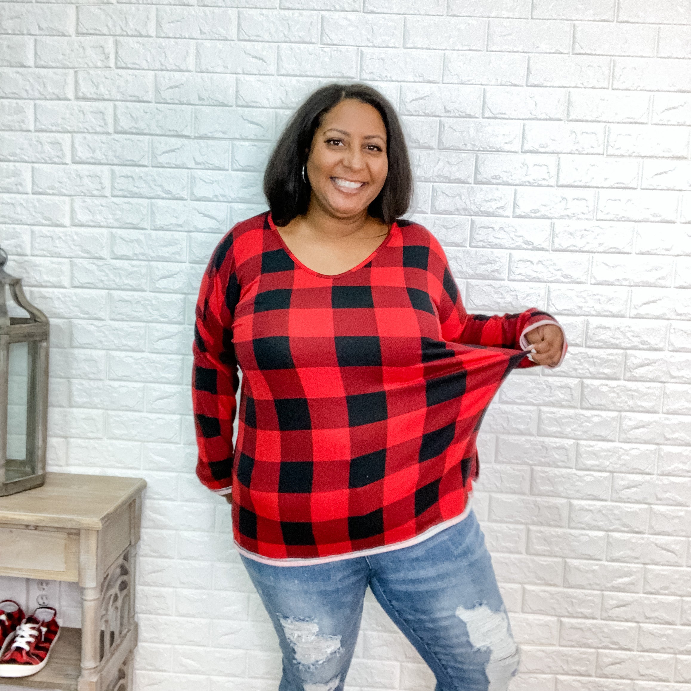 "Paddy" Buffalo Plaid Long Sleeve-Lola Monroe Boutique