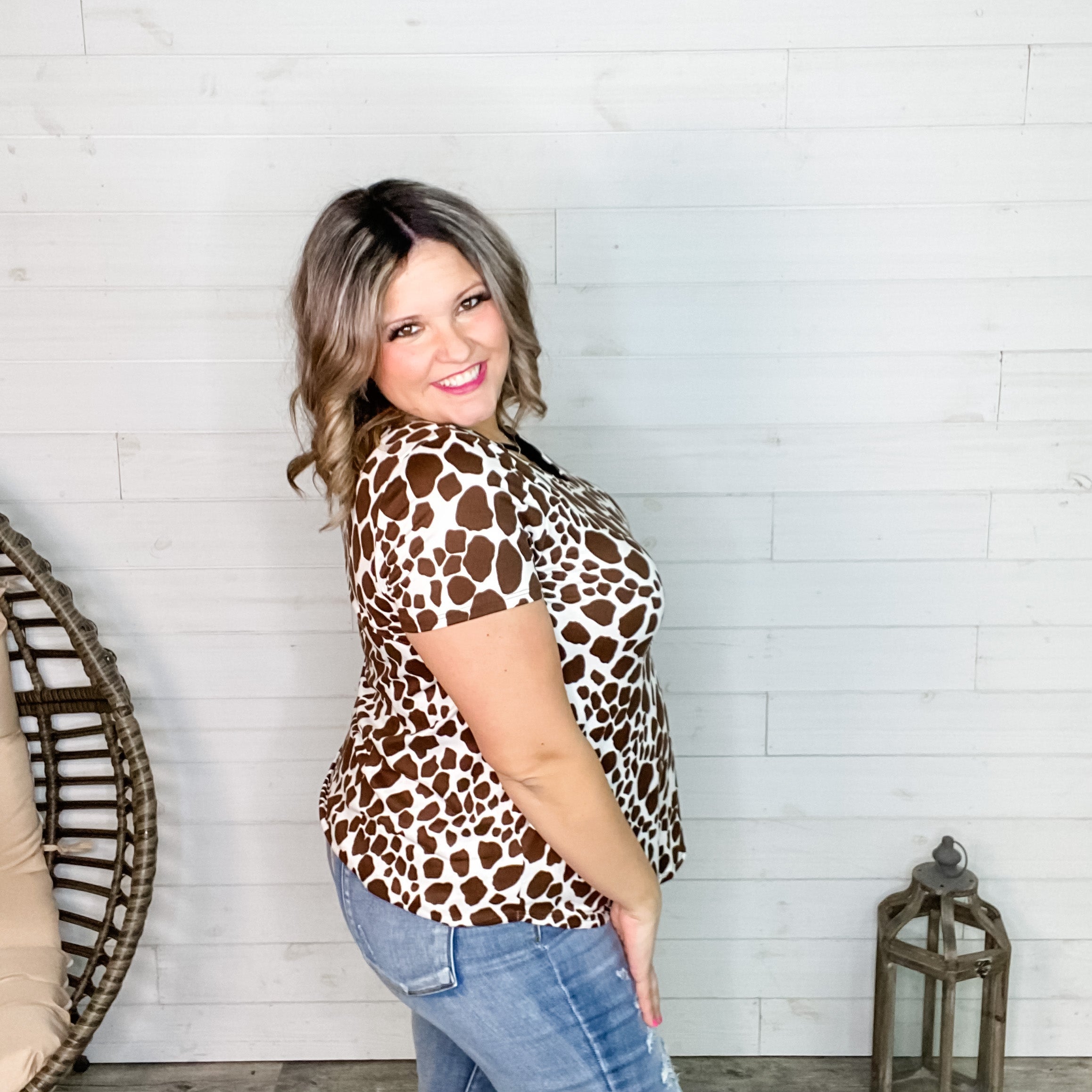 "Paige" Animal Print V Neck-Lola Monroe Boutique