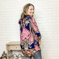 "Paisley Dreaming" 3/4 Sleeve Tunic-Lola Monroe Boutique