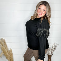 "Pardon Me" Long Sleeve with Sparkle Fringe-Lola Monroe Boutique