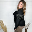 "Pardon Me" Long Sleeve with Sparkle Fringe-Lola Monroe Boutique