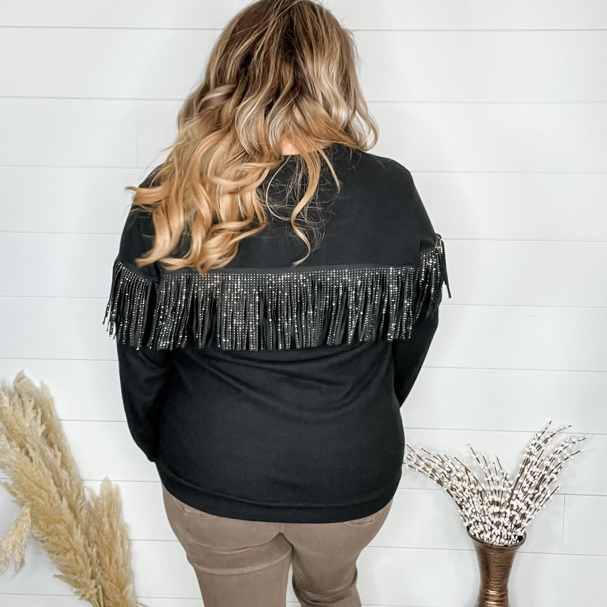 "Pardon Me" Long Sleeve with Sparkle Fringe