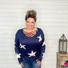 "Party All Night" Distressed Sweater (Navy)-Lola Monroe Boutique