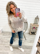 "Party All Night" Distressed Sweater (Silver)-Lola Monroe Boutique