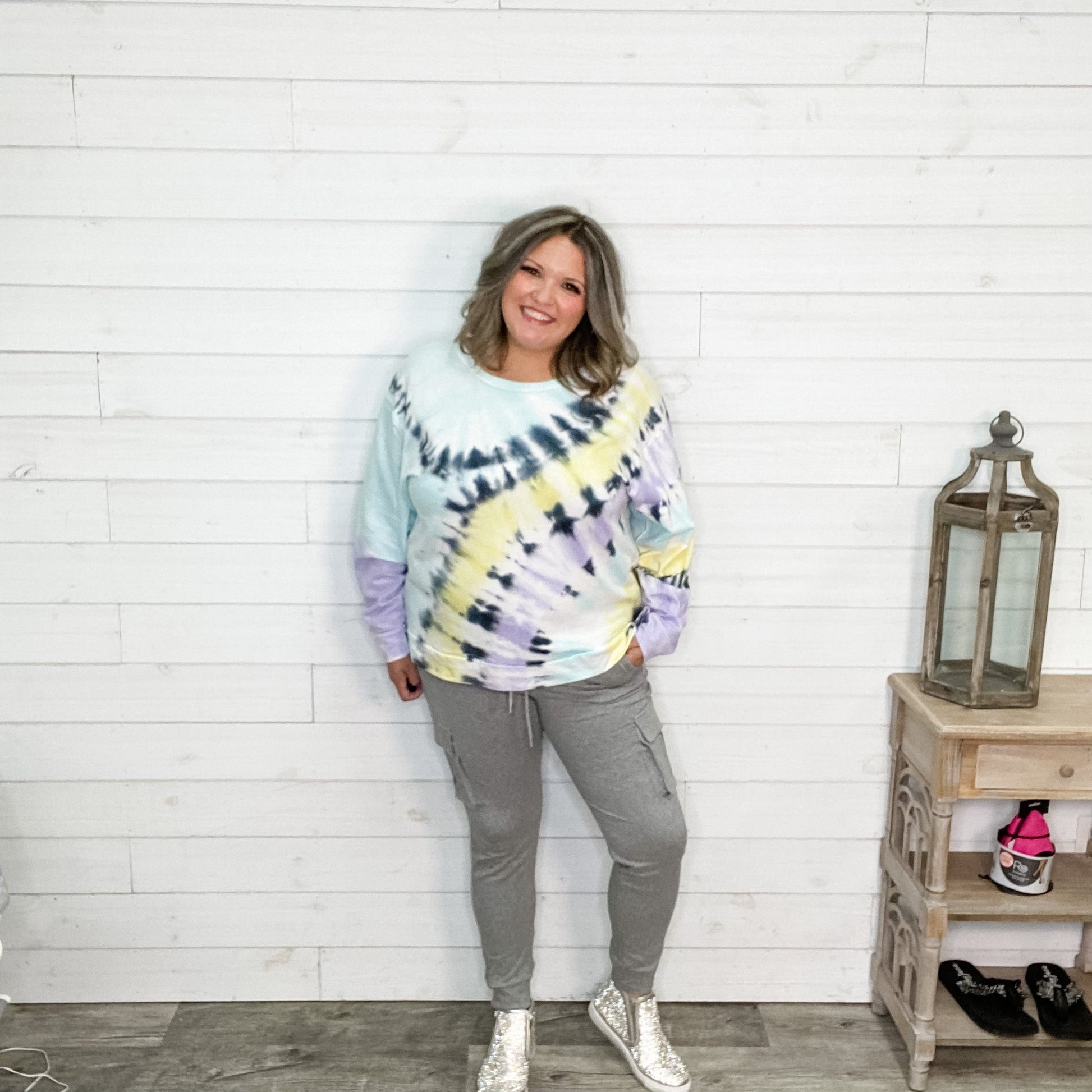 "Pastel Perfection" Tye Die Long Sleeve Crewneck-Lola Monroe Boutique