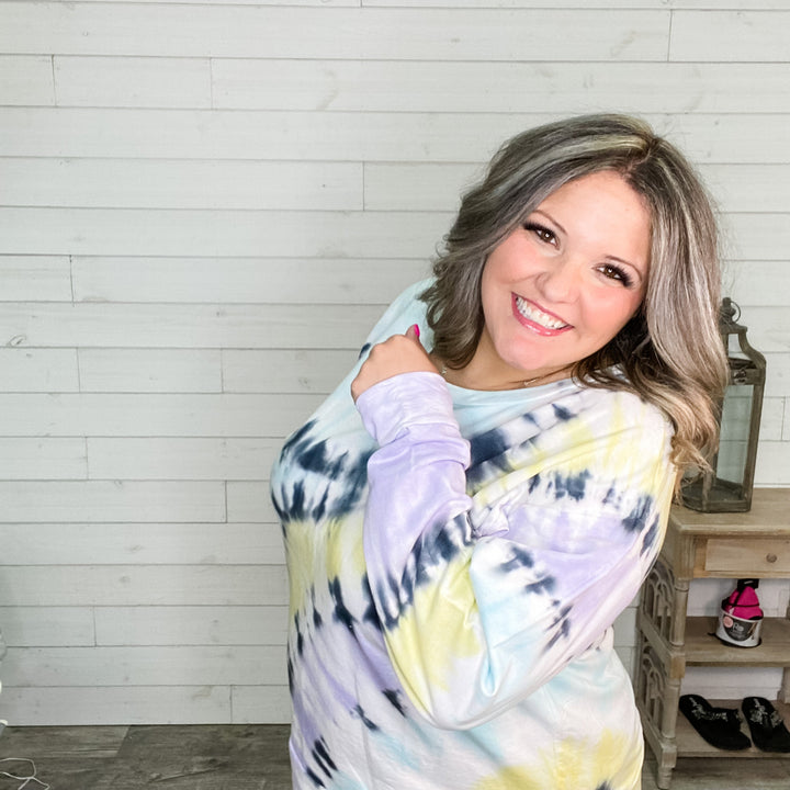 "Pastel Perfection" Tye Die Long Sleeve Crewneck-Lola Monroe Boutique