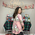 "Peaches & Cream" 3/4 Sleeve Floral Tunic/Top-Lola Monroe Boutique