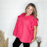 "Picnic Style" Ruffle Short Sleeve Button Up-Lola Monroe Boutique