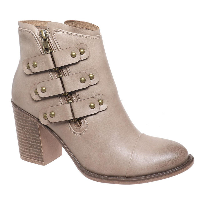 "Cole" Vegan Leather Double Side Zip Bootie (Sand)-Lola Monroe Boutique