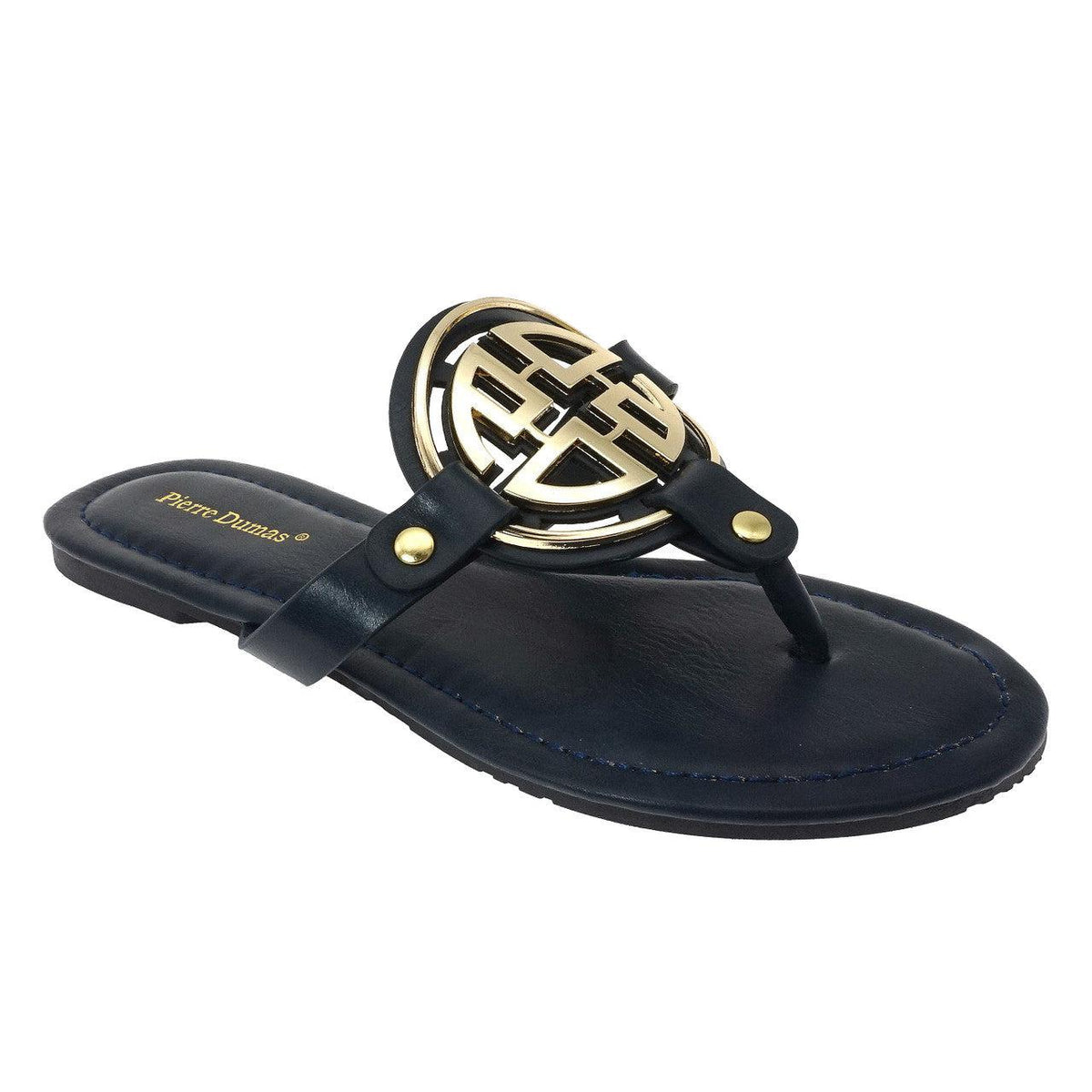 Pierre Dumas Designer Inspired Sandal (Navy Blue with Gold Design)