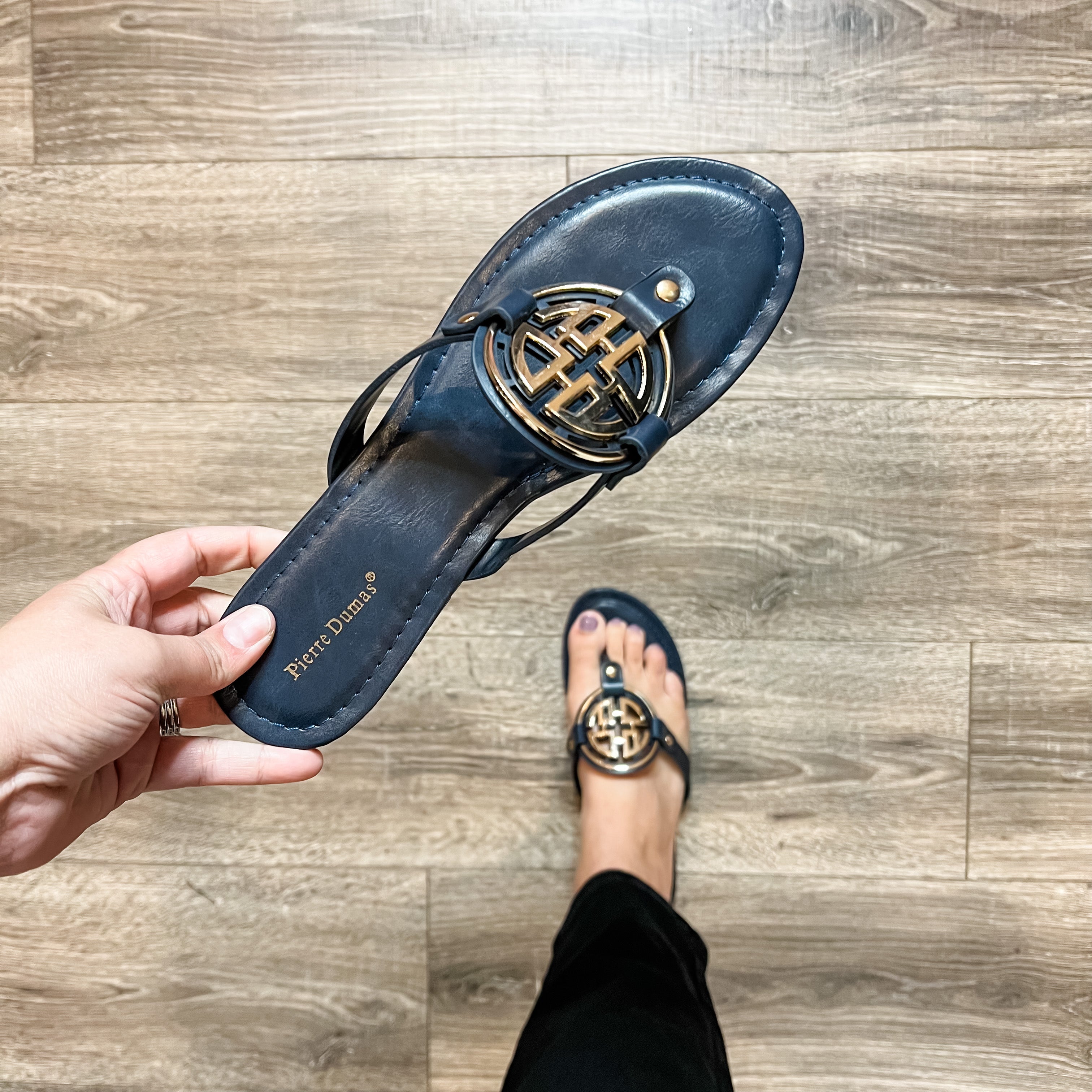 Blue and gold sandals online