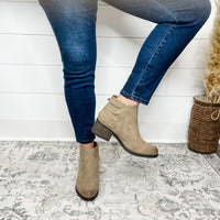 "Gossip" Nubuc Lace Up Detail with Side Zip Bootie (Taupe)-Lola Monroe Boutique