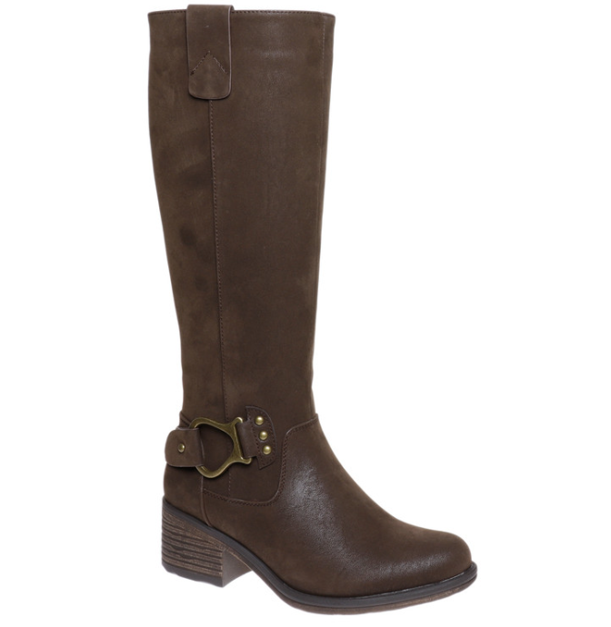 "Gossip" Vegan Faux Suede Riding Boots (Chocolate)-Lola Monroe Boutique