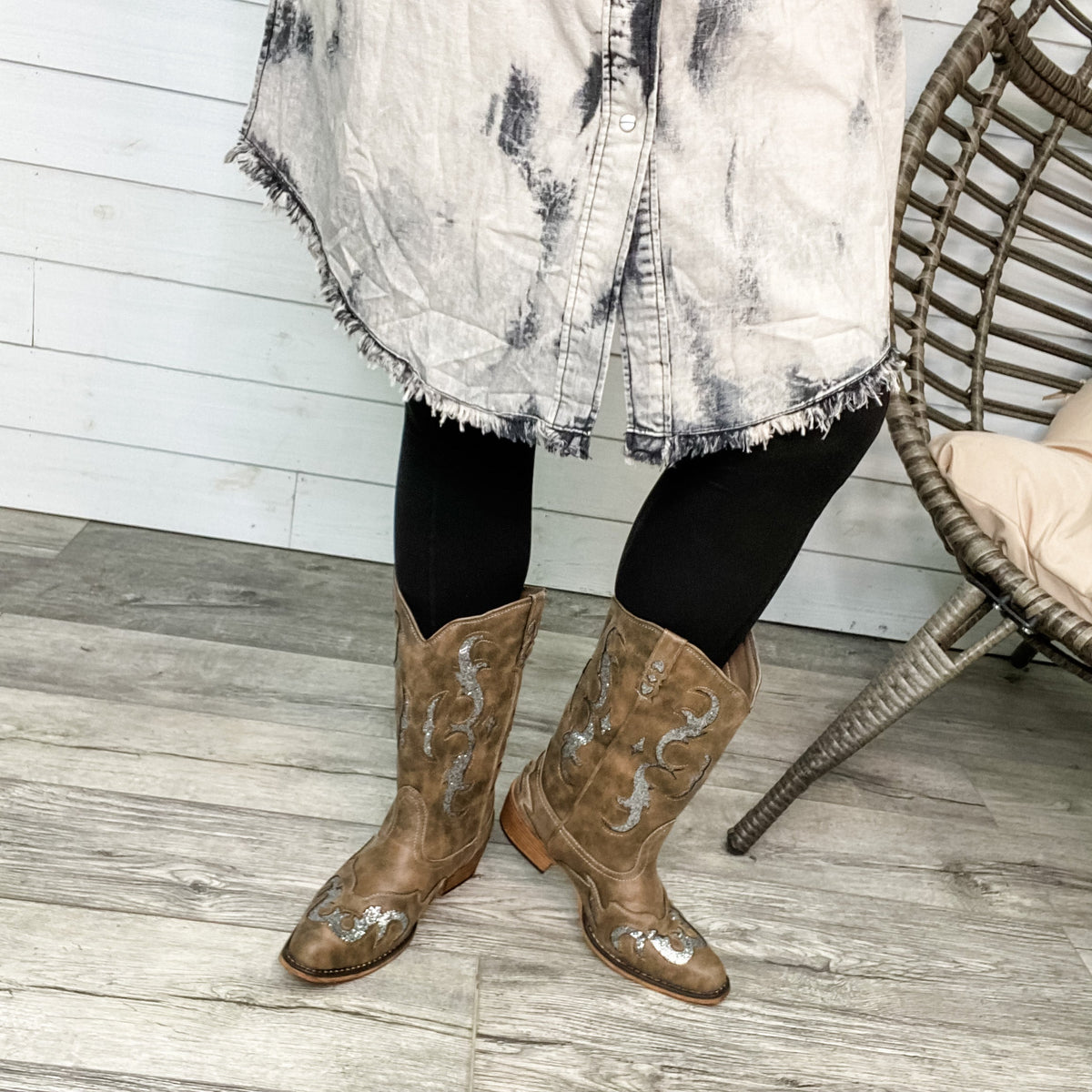 "Kaylee 2.0" Western Style Boot (Taupe)-Lola Monroe Boutique