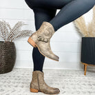 Pierre Dumas "Kaylee" Vegan Leather Side Zip Bootie with Buckle Detail (Brown)-Lola Monroe Boutique