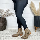 Pierre Dumas "Kaylee" Vegan Leather Side Zip Bootie with Buckle Detail (Taupe)-Lola Monroe Boutique