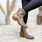 Pierre Dumas "Kaylee" Vegan Leather Side Zipper Bootie (Taupe)-Lola Monroe Boutique