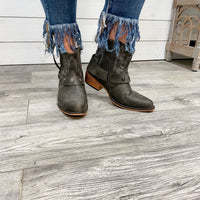 "Kaylee" Western Style Bootie (Charcoal)-Lola Monroe Boutique