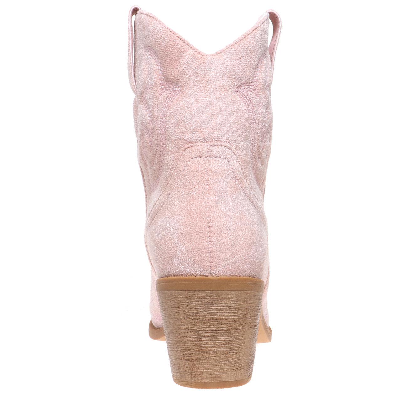 "Wilder" Faux Suede Cowboy Bootie (Pink)-Lola Monroe Boutique