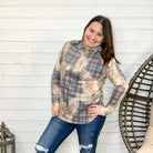 Plaid & Animal Print Ribbed Long Sleeve Hoodie-Lola Monroe Boutique