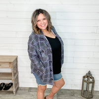 Plaid Oversized Shacket (Charcoal)-Lola Monroe Boutique