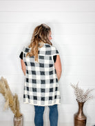 Plaid Oversized Sweater Vest (Black & White)-Lola Monroe Boutique