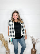 Plaid Oversized Sweater Vest (Black & White)-Lola Monroe Boutique