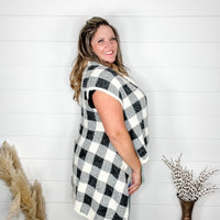 Plaid Oversized Sweater Vest (Black & White)-Lola Monroe Boutique