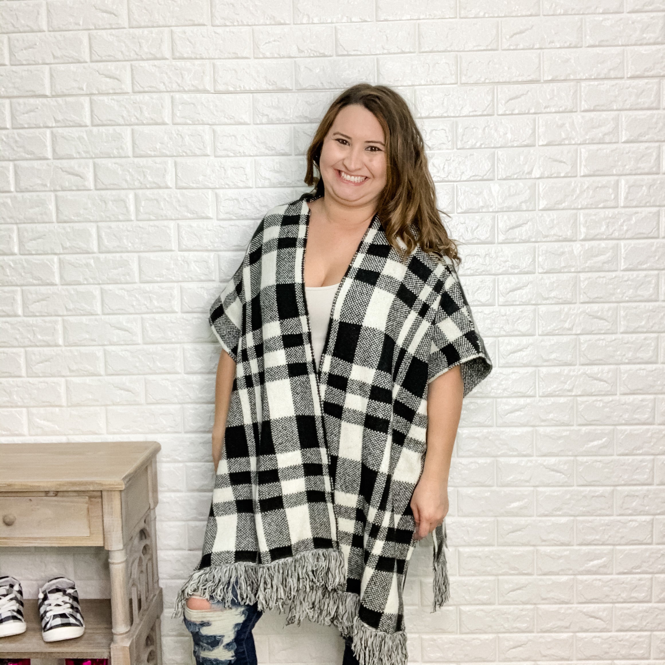 Plaid Poncho Cape-Lola Monroe Boutique