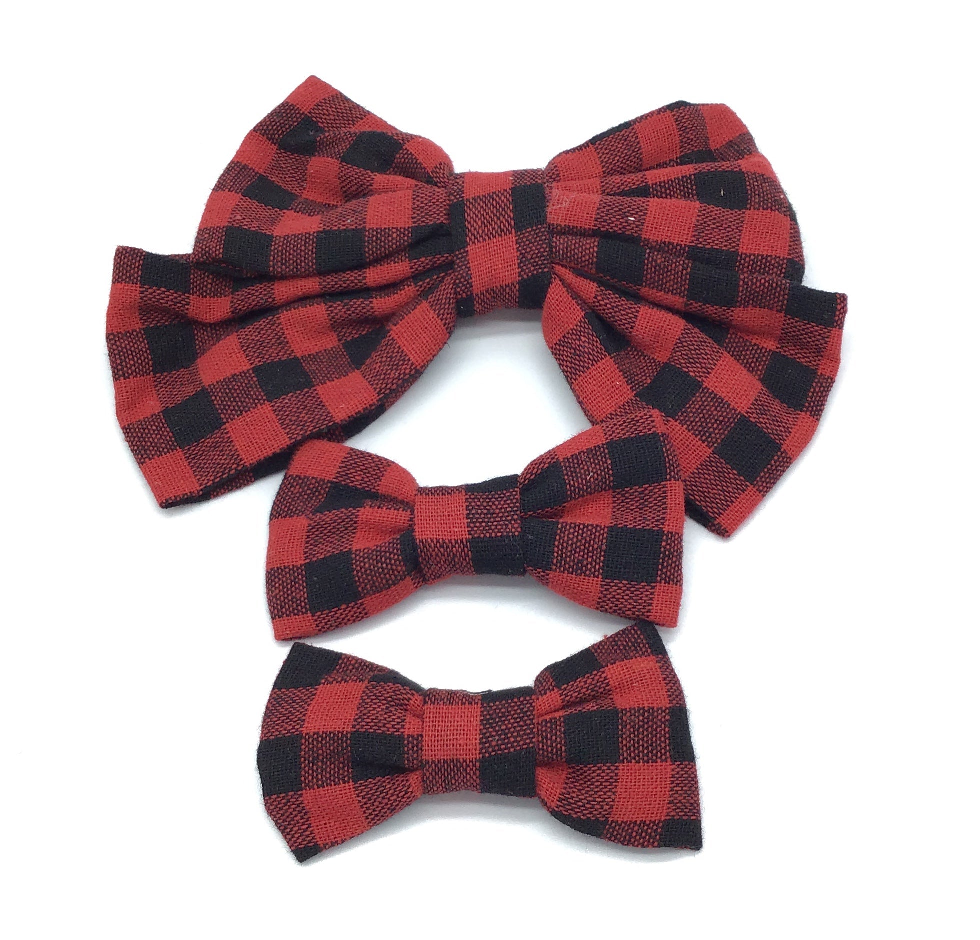 Plaid Trio Bow Set (Black & Red)-Lola Monroe Boutique