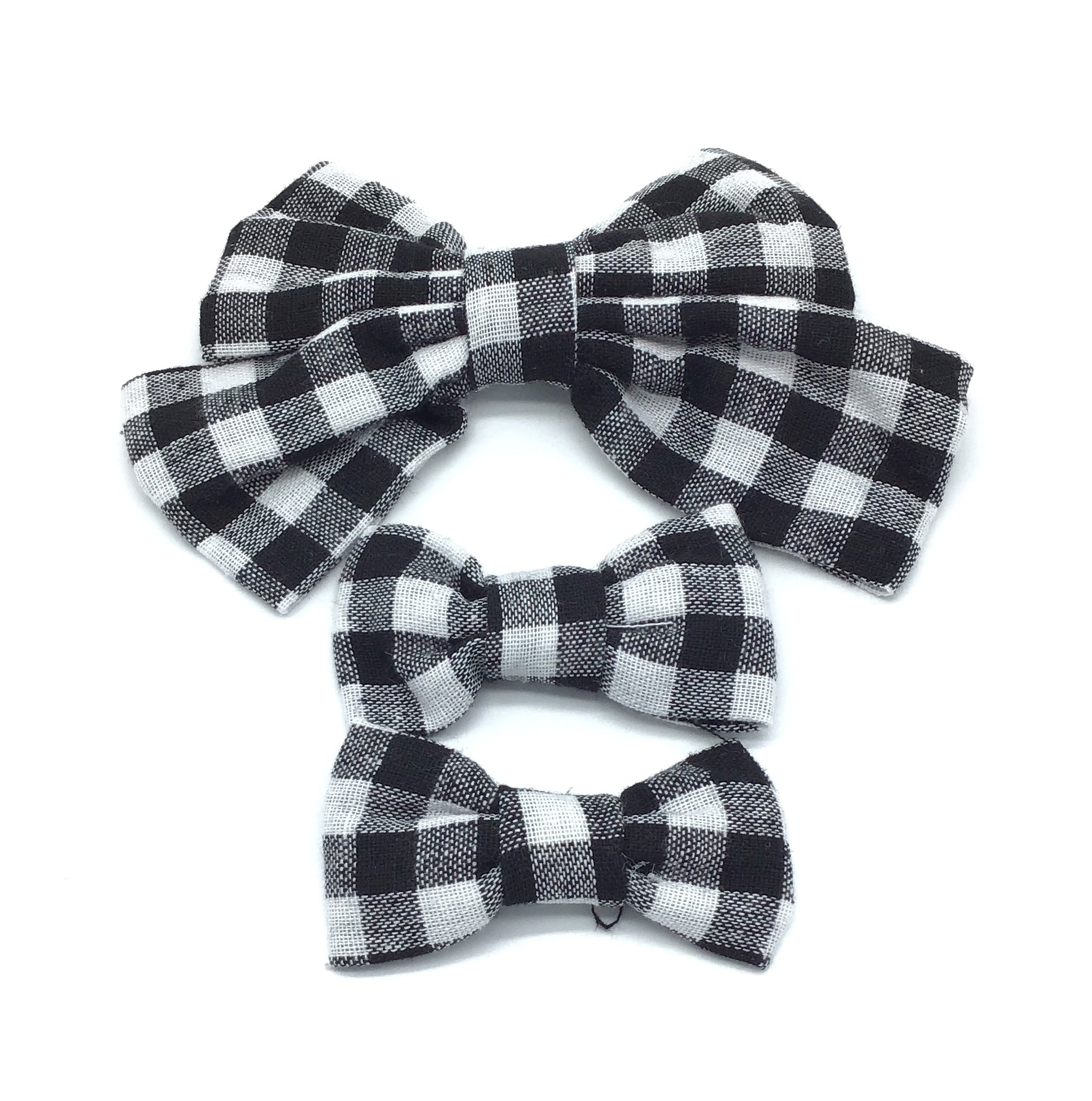 Plaid Trio Bow Set (Black & Red)-Lola Monroe Boutique