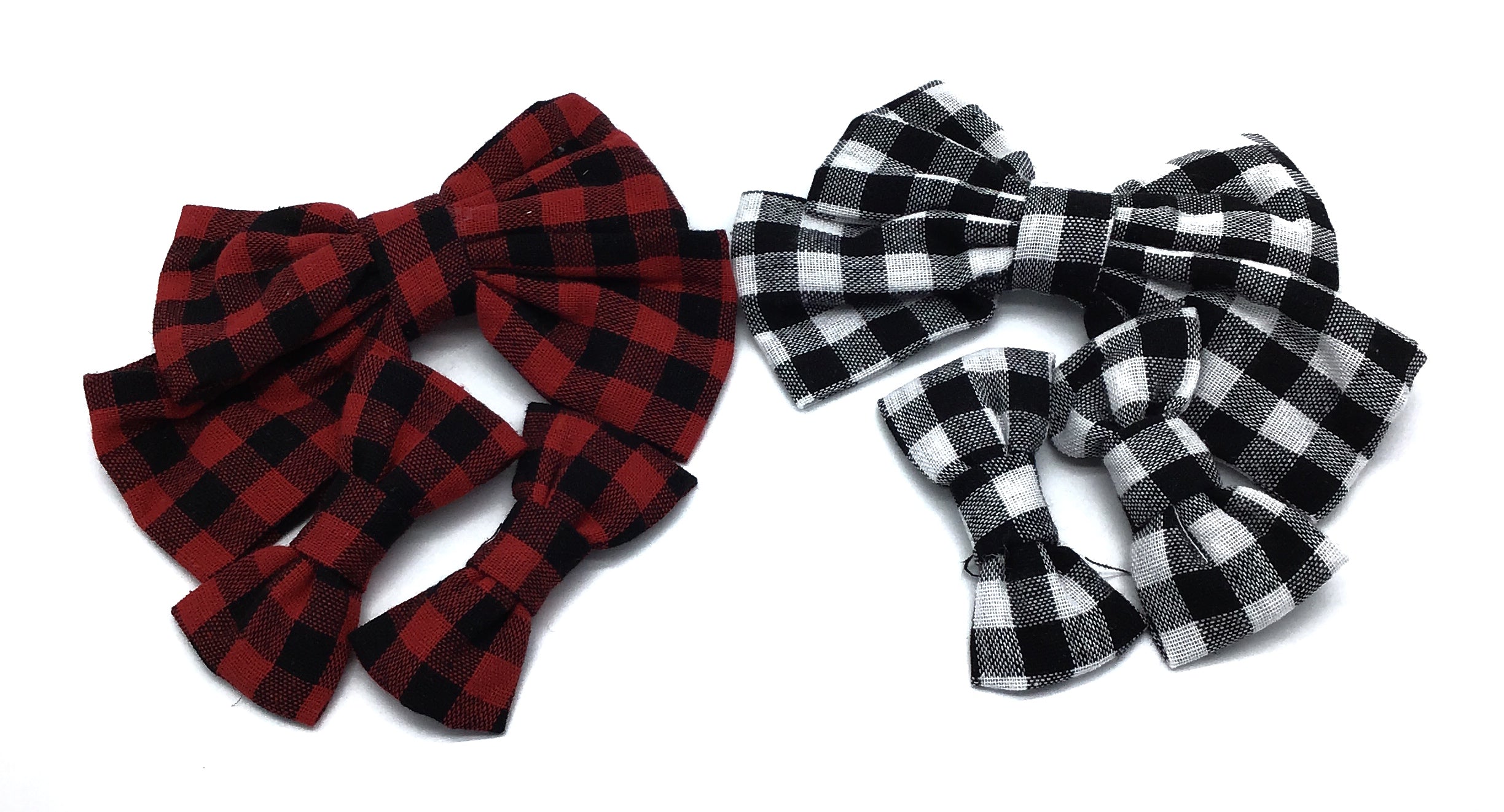 Plaid Trio Bow Set (Black & Red)-Lola Monroe Boutique