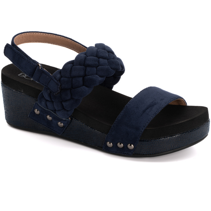 "Pleasant" By Corkys Wedge with Heel Strap Sandal (Navy Suede)-Lola Monroe Boutique