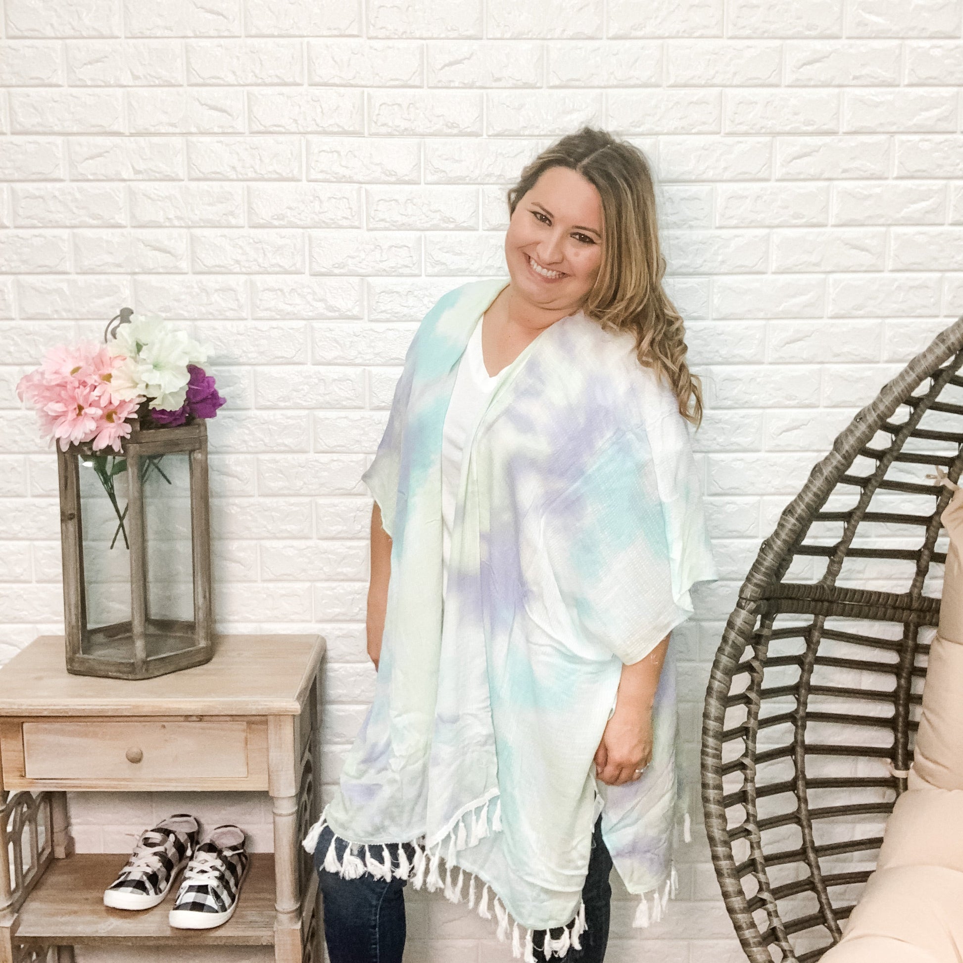 "Poolside" Tie Dye & Tassle Kaftan